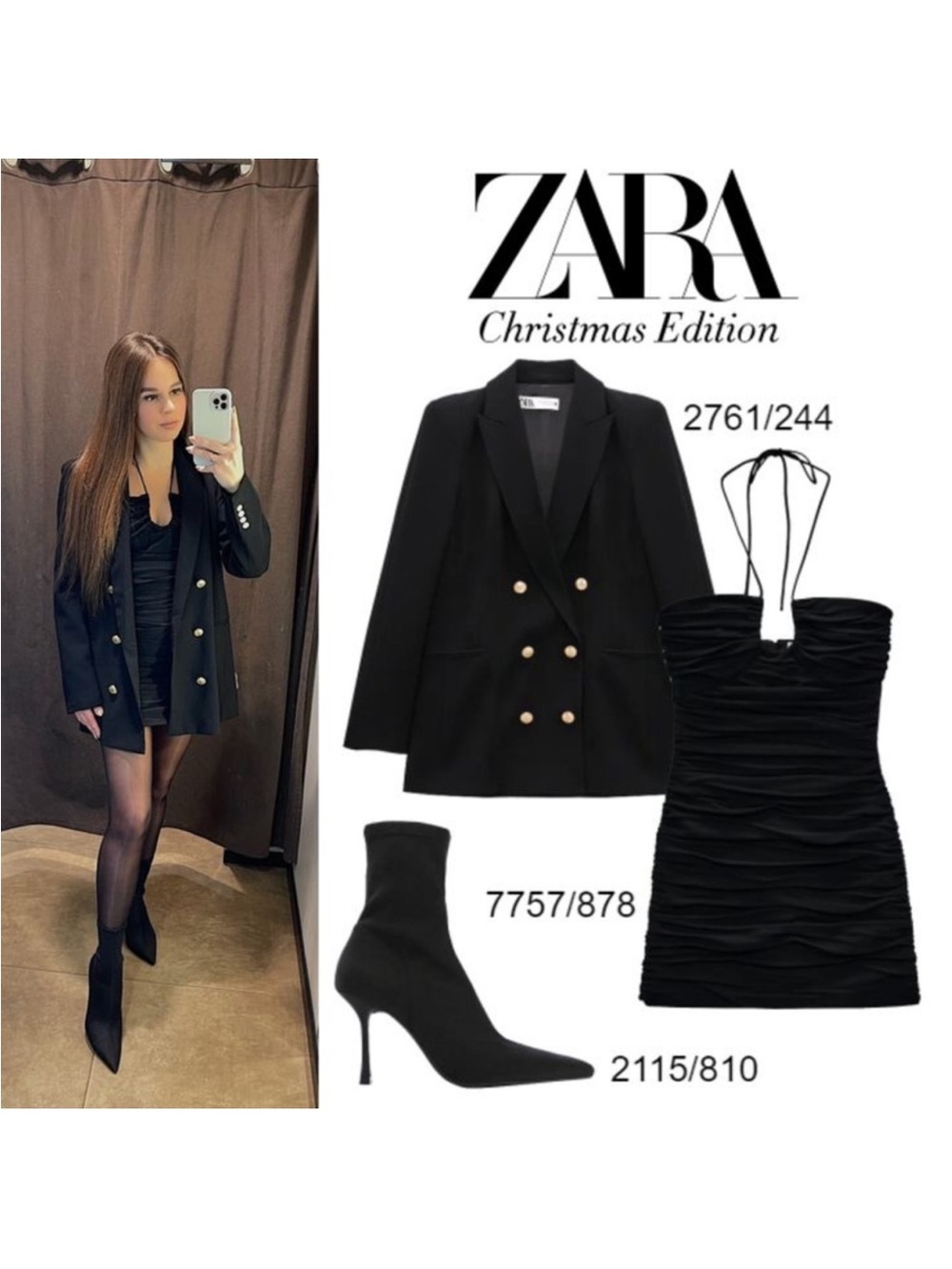 Zara Black Double-Breasted Blazer with Gold Buttons - Picture 6 of 10